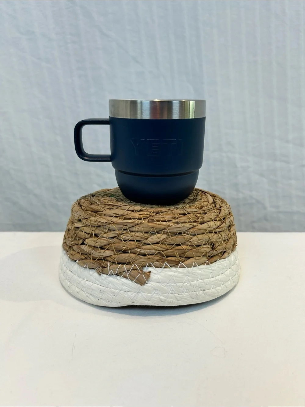 YETI NWT Navy Blue Rambler 6 oz Stackable Stainless Steel Travel Mug w Handle